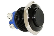 5/8" Black Flat Momentary Stainless Steel Metal Push Button Switch 16mm 12V