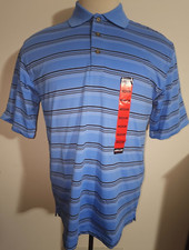 Men's Kirkland Signature Blue Stripe Short Sleeve Polo Top Size Medium