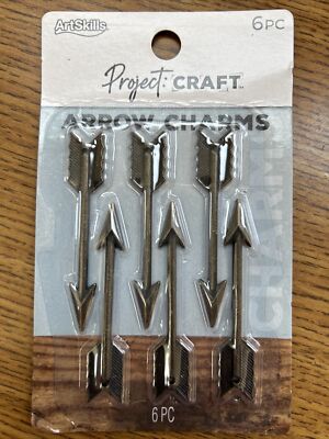 18 Artskills Project Crafts Arrow Charms Antique Look, Metal. Lot of 18
