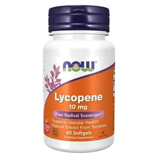 NOW Lycopene 10 mg - 60 Softgels, Supports Vascular & prostate.* Tomato Extract