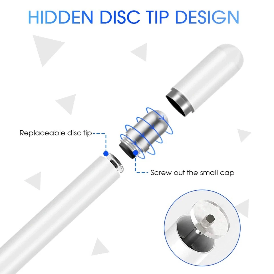 White Precision Fine Tip Professional Stylus Pencil for Apple iPad Pro Air Tab - Image 3 of 4