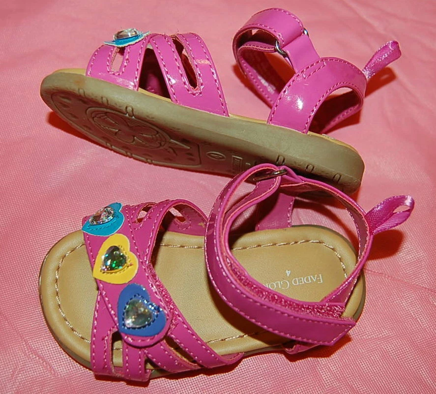 SANDÁLIAS ROSA BEBÊ MENINAS Bling Hearts ROXO AMARELO ÁGUA Biqueira Aberta TAMANHO 2 3 4 5 6 - Imagem 2 de 2