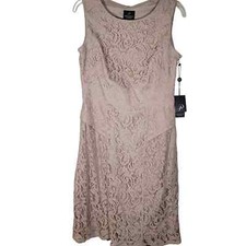 Adrianna Papell Lace Dress 8 New NWT Zip Sleeveless Lined Pale Rose 