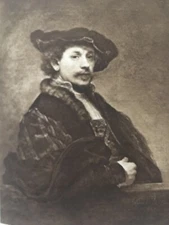 1901 Print – Rembrandt “His Own Portrait” | Self-Portrait Antique Engraving Art