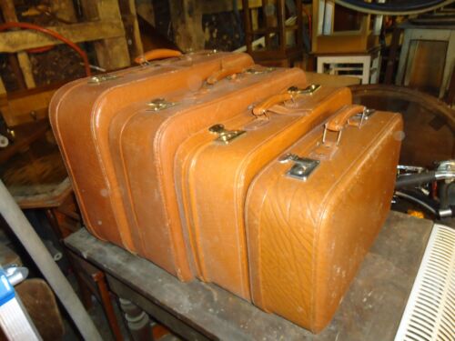 4 anciennes valises cuir - Photo 1/2