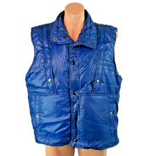 Alpine Ski VTG 70s Blue Vest Sleeveless Winter Retro Puffer Jacket Hipster L