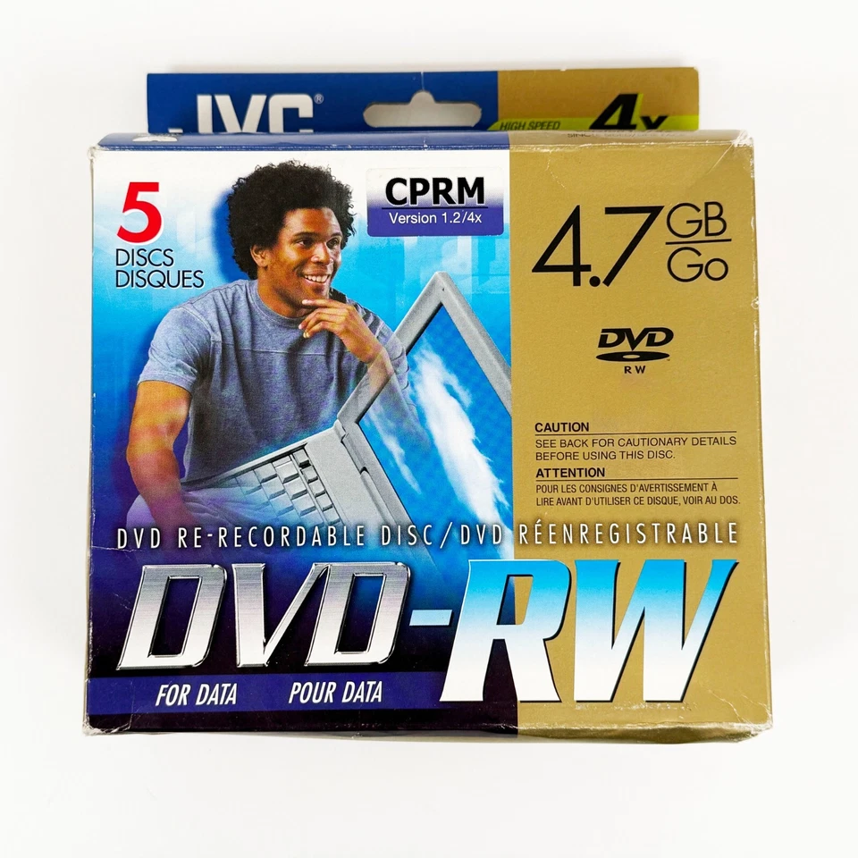 JVC DVD-RW 5-Pack 4.7GB Data High-Speed 4X Disc VD-W47EU5 - Image 2 of 3