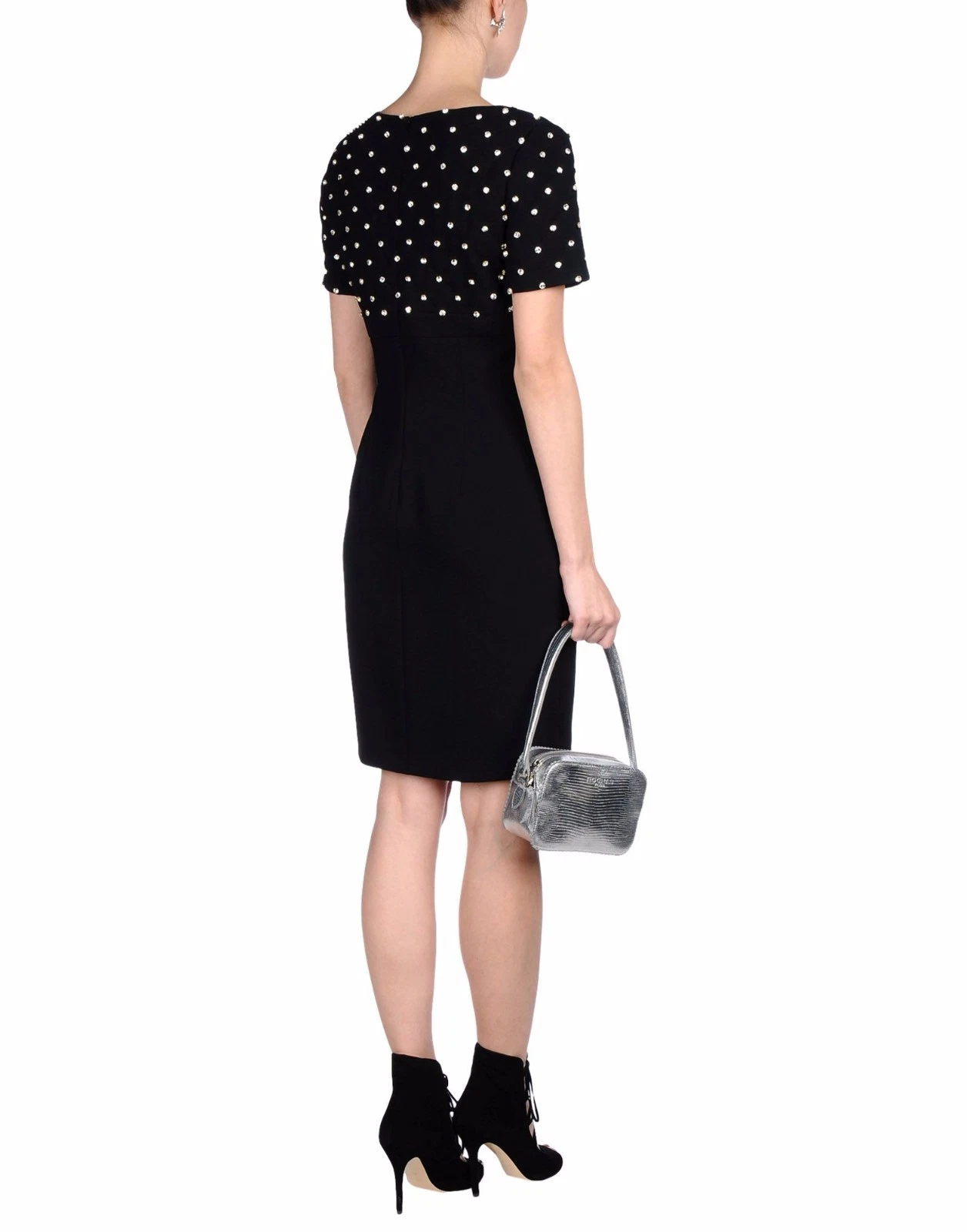 Abito MOSCHINO Couture Jeremy Scott BARBIE Cristalli NERO Crepe MARGO ROBBIE