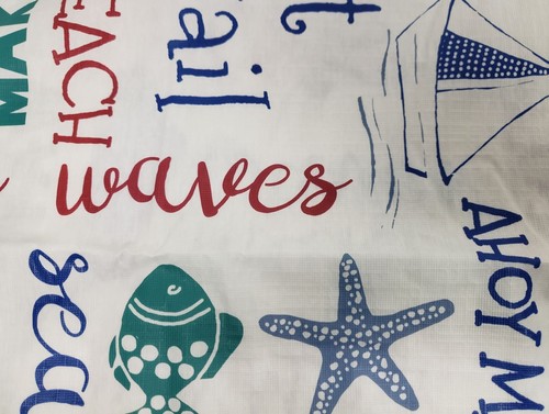 Peva Vinyl Kitchen Tablecloth,52"x70" Oblong, SEALIFE & BEACH WORDS ON WHITE, EH - Picture 13 of 19