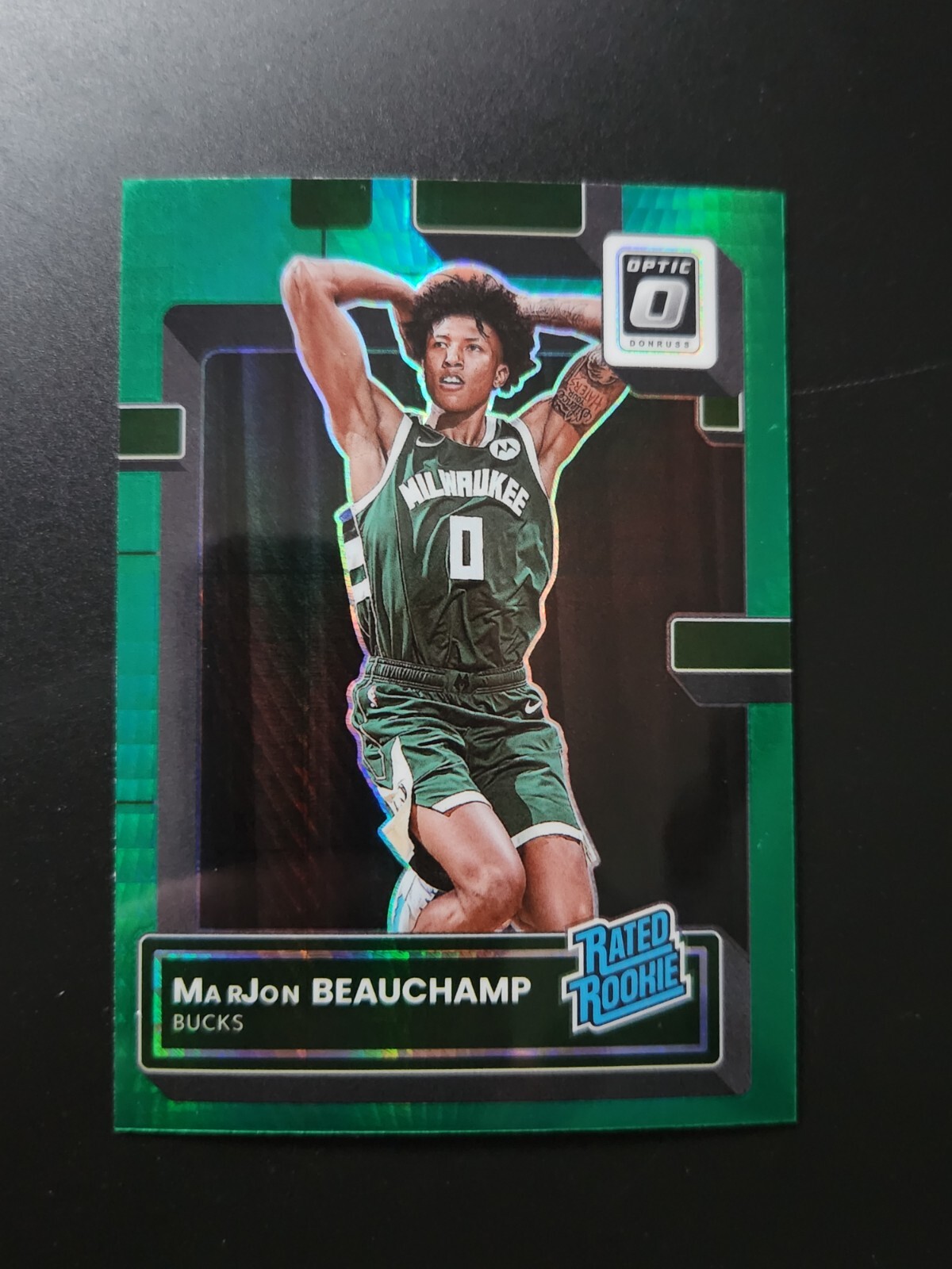 2022-23 #210 MarJon Beauchamp Donruss Optic Rated Rookie Hyper Green Prizm Bucks