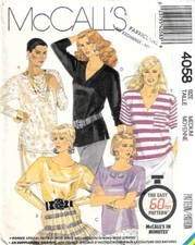 McCall's 4058 Vintage 80's Fashion Tops Sewing Pattern Size 14-16 Uncut