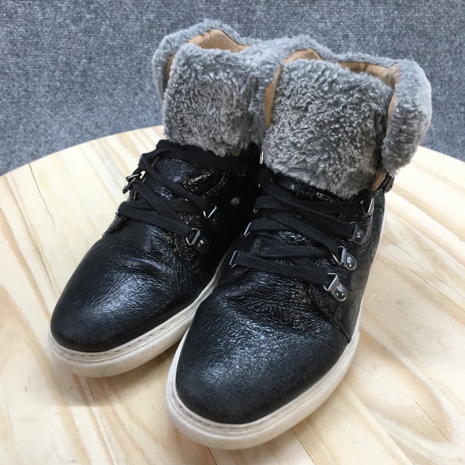 Johnston and Murphy Botas Mujer 9 M Piel Sintética Borde Botines Tenis Negras Foto 3 de 4