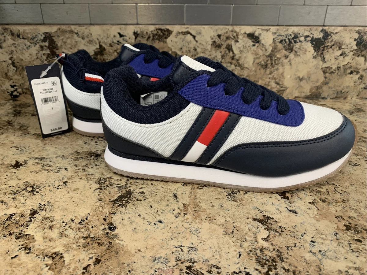 Kids Tommy Hilfiger Athletic Lace UP Shoes Retro Vintage Sneakers Sz 1 NEW |