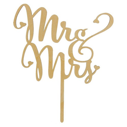 Wooden Rustic Wedding Cake Topper Mr & Mrs Wedding Engagement Party Decoration - Picture 4 of 7