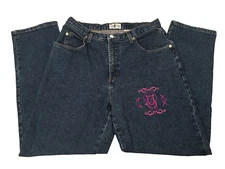 French Dressing Women's Petite Easy Fit Embroidered Denim Jeans Size 10S