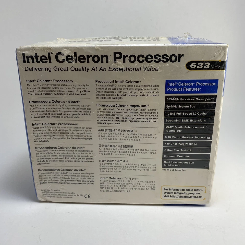 Intel Celeron Processor 633mhz 128KB 66-MHz PGA New Factory Sealed 2000 - Image 2 of 3