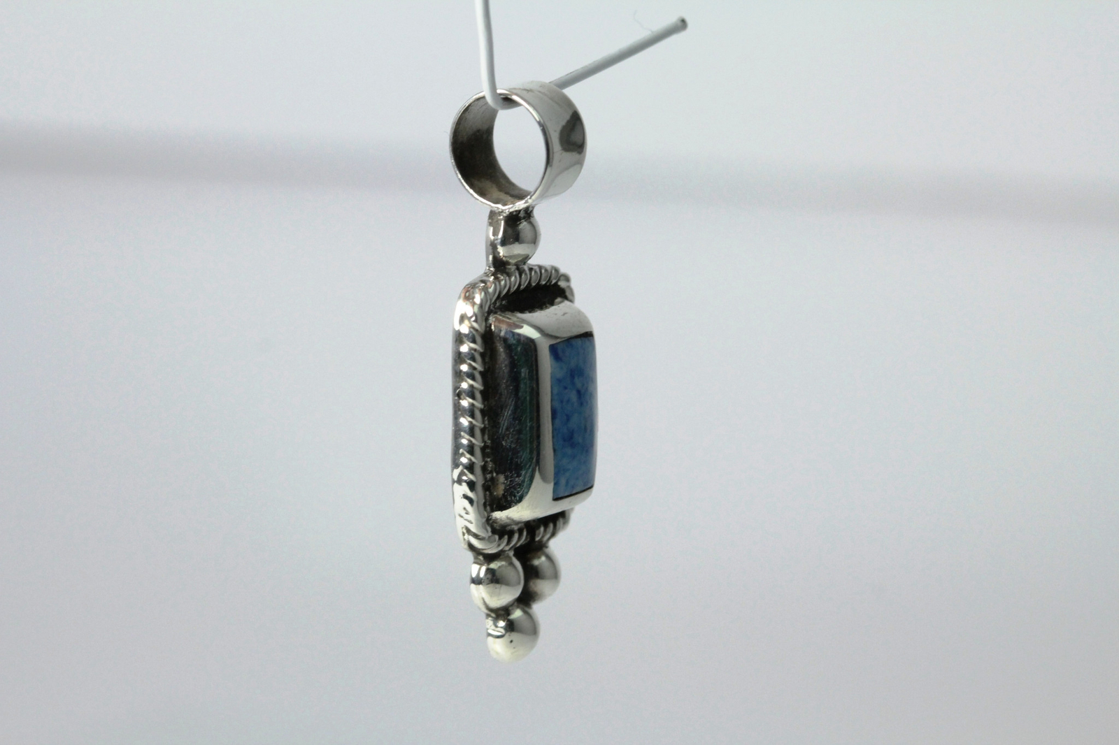 Sterling Silver Blue Rectangular Stone Rope & Bea… - image 5