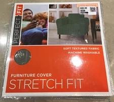 CHAIR COVER 2 Piece Textured Perfect Fit Stretch Squares Sage Green NEW 50%+ OFF