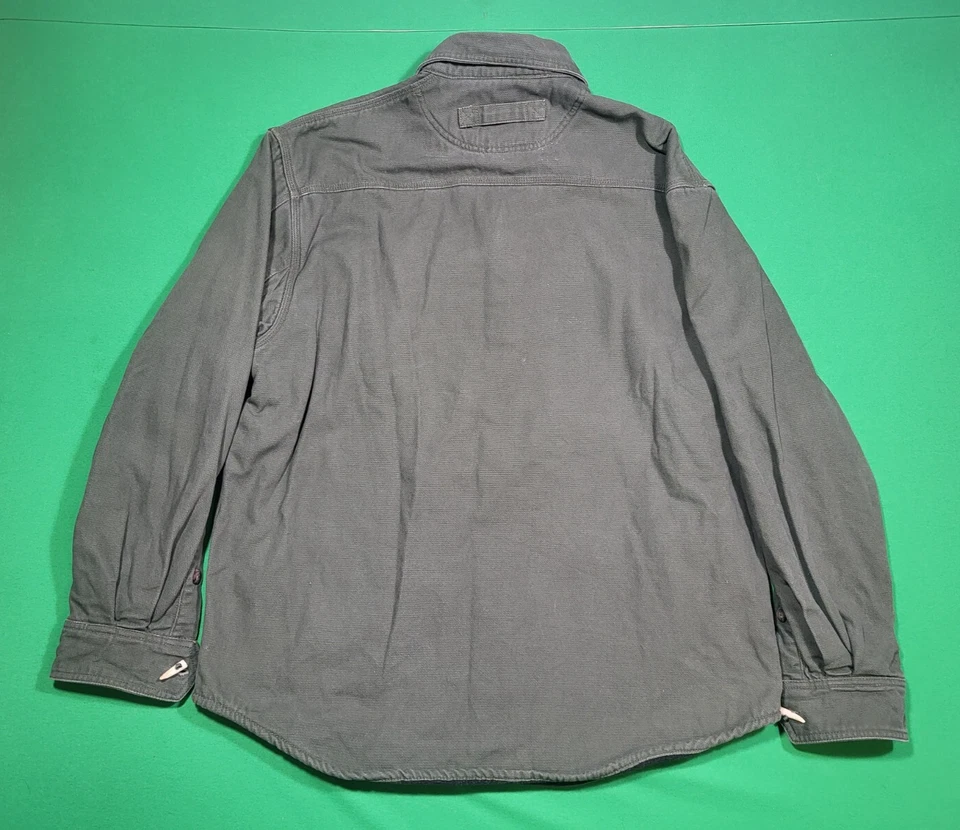 Camisa Duluth Chaqueta Para Hombres Grande Verde Lona Forrada de Vellón Ropa de Trabajo Cazadora Botón Foto 2 de 4