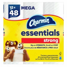 Charmin 03156 Essentials Strong Toilet Paper, 429 Sheets per Mega Roll, 12 Rolls