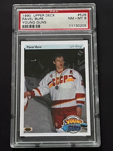 1990 Upper Deck Hockey Young Guns #526 Pavel Bure (RC) Rookie PSA 8