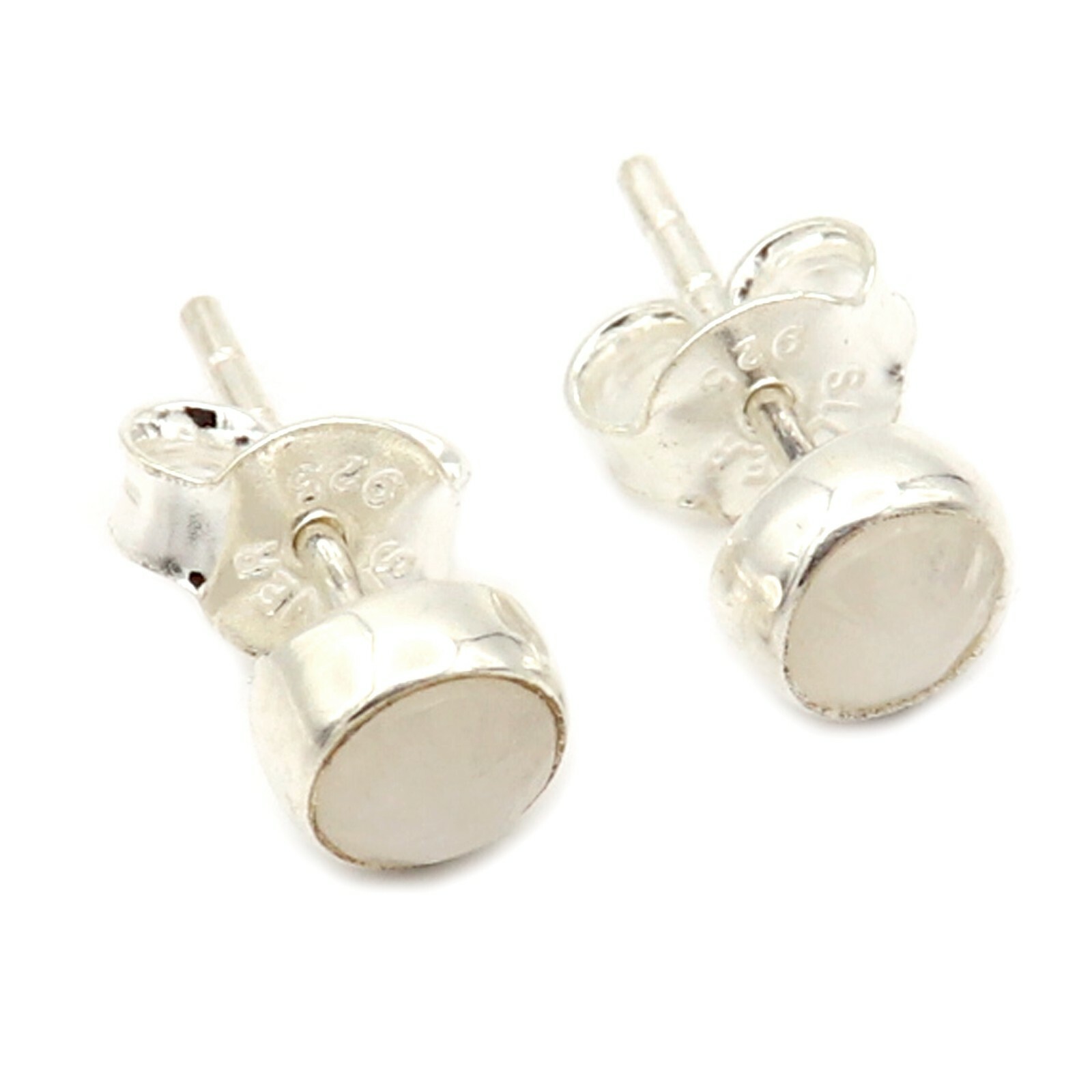 925 Sterling Silver Moonstone Round Gemstone Small Stud Jewelry ...