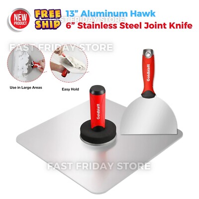 Drywall Finishing Plastering Tool 13  Aluminum Hawk & 6  Stainless Joint Knife