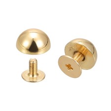 10x6mm Screw Back Rivets Solid Round Head Leather Studs Gold Tone 10 Sets