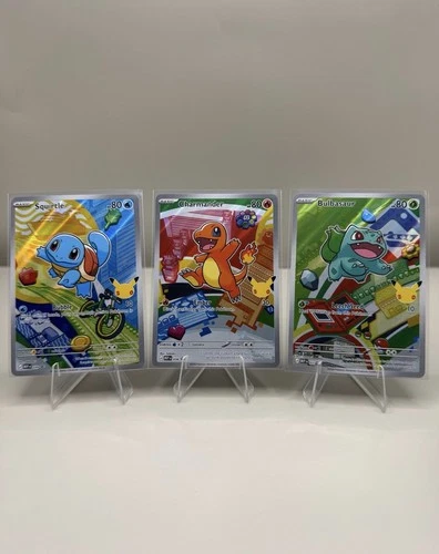 Pokemon 30th First Partner Illustration Promo Set Squirtle Charmander Bulbasaur