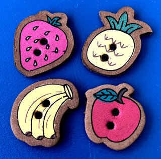 Vintage Realistic Painted Leather Fruit Buttons