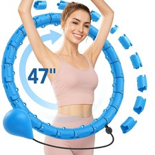 Blue 24 Knots Hoop Fit Plus Size 47", Weighted Hula Hoops for Adults Weight Loss