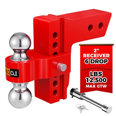 #ad Adjustable Trailer Hitch Fits 2.5quot; Receiver 6quot; Drop Truck Tow Hitch 18500lb Red $139.00