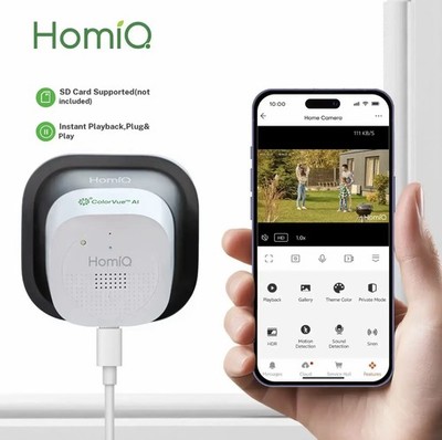 HomiQ AI Magnetic 2K 3MP Window Camera - 2.4GHz/5GHz - WiFi - With Mount - NEU