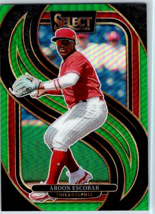 2025 Panini Select #106 Aroon Escobar /5 Green Prizm SSP Rookie RC Card Phillies