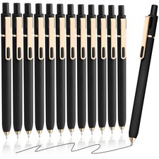12 Pack Ballpoint Pens, 1.0 mm Medium Point Black Ink Pens, Smooth Writing Pe...