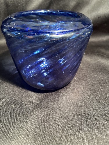 Beautiful Vintage Hand Blown Swirl Cobalt Blue Art Glass Jar from Murano Italy - Picture 9 of 13