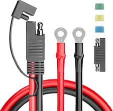 SAE Battery Connector, SAE to O Ring Terminal Harness 10AWG 2Pin Quick Disconne