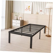 Tall-Bed-Frame Size, Heavy Duty Black Metal Bed Frames No Box Twin 18 Inch