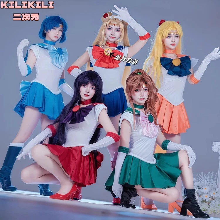 Sailor Moon Aino Minako Kino Makoto Tenoh Haruka Cosplay Costume w/Headwear Gift - Image 2 of 4