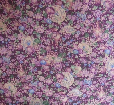 1.4 yd x 44" Vintage Peter Pan Purple Lilac Floral Dishes Cotton Quilting Fabric