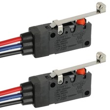 2 Pack Micro Limit Switch 10A 125 250V with Long Roller Lever SPDT 3 PIN Pre-Wir
