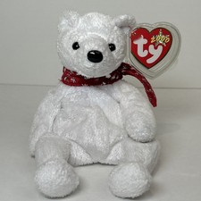 TY Beanie Baby 2000 HOLIDAY TEDDY (8.5 inch) White Christmas Winter Plush You