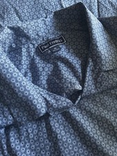 Paul Fredrick Shirt Short Sleeve Cotton 3xl Blue White All Over Print Cotton