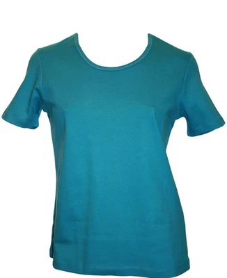Shirt Kurzarm, Rundhals, reine Baumwolle, formbeständig, gerader Schnitt, türkis - Bild 1 von 2