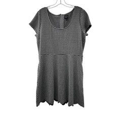Gap Women's Check A-Line Dress Scallop Hem Short Sleeve Blue/White Size 18 Zip