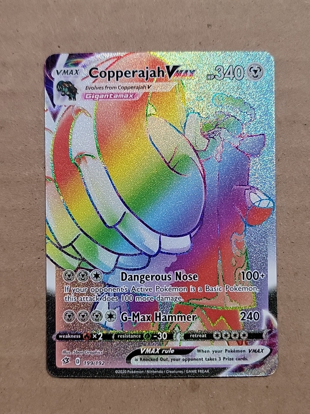 Copperajah VMAX 199/192 SWSH02: Rebel Clash Secret Rare Pokemon Card
