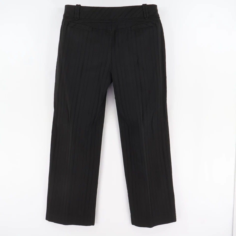 Pantalones de vestir Nine & Company para mujer talla 14 negros a rayas 100 % algodón bolsillos Foto 2 de 4