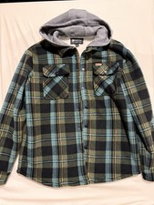 Sherpa Fleece Lined Flannel Jackets with Hood Size Medium
