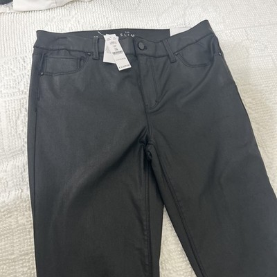 NEW White House Black Market Coated Slim Black 5 Pocket Jeans Sz 10 NWT Mid Rise