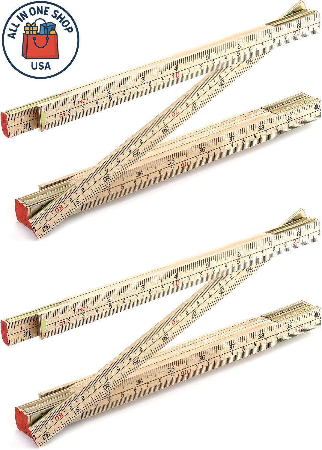 Folding Wood Rule, 2 Pack, 6FT 6 Inch Foldable Ruler with US and Metric ...
